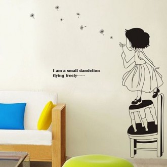 Flying Dandelion and Girl Wall Decals